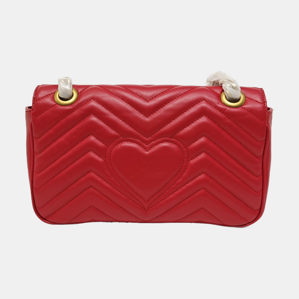 GG Marmont Medium Quilted Calfskin Red