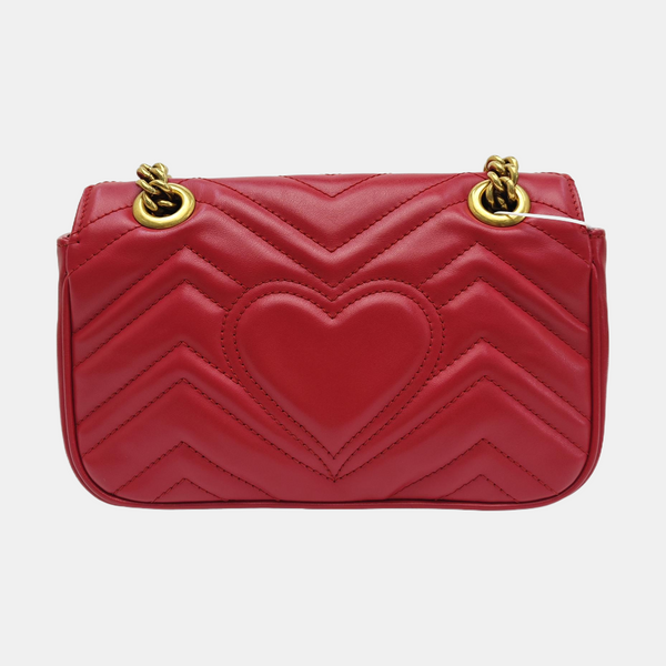 GG Marmont Small Quilted Calfskin Red