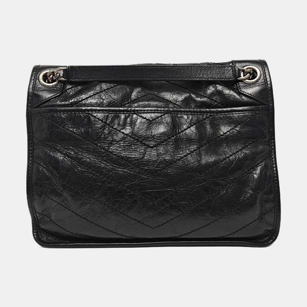 NIKI Medium Chevron Calfskin Black