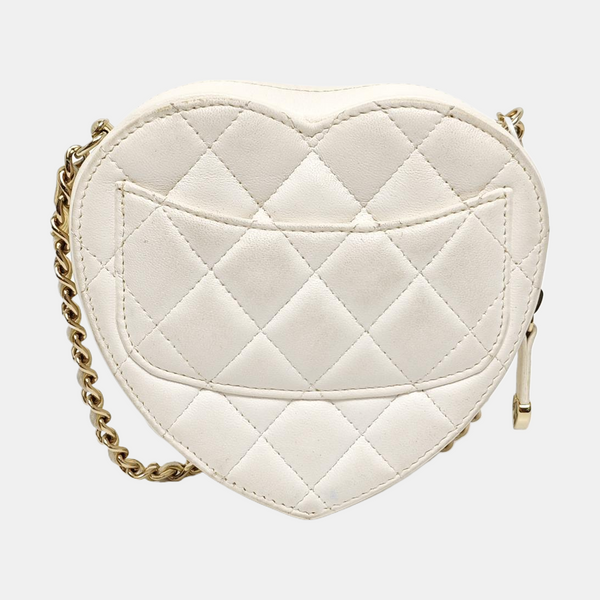 Heart Small Quilted Lambskin White