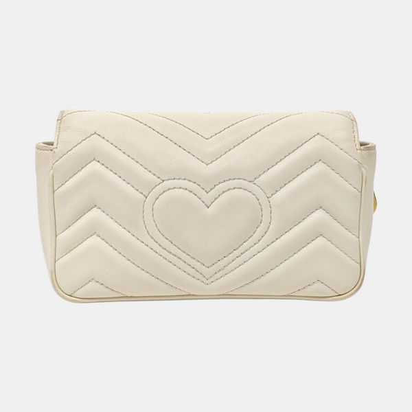 GG Marmont Mini Quilted Calfskin White