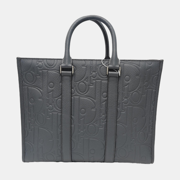 East/west Satchel Oblique Calfskin Gray
