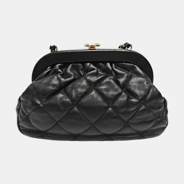 Quilted Lambskin Shoulder Bag Black