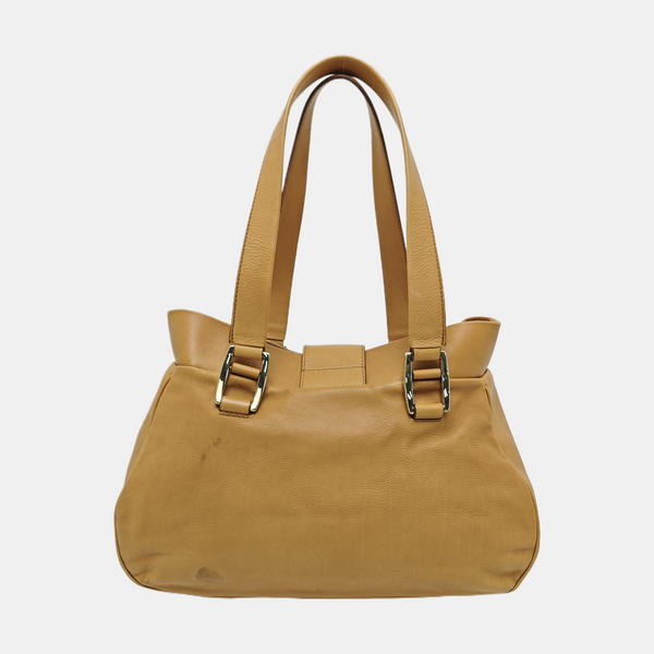 Calfskin Top Handle Bag Brown