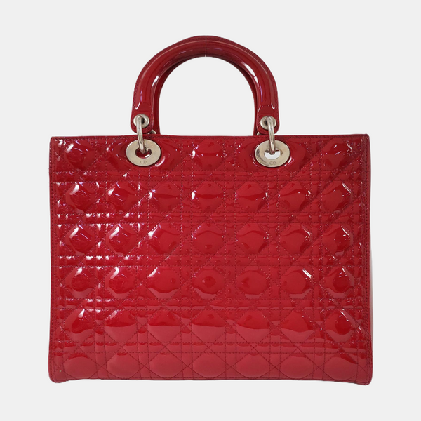 Lady Dior Large Cannage Patent Leather Red