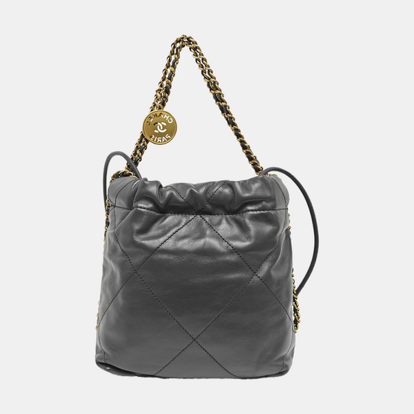 CHANEL 22 Mini Quilted Calfskin Gray