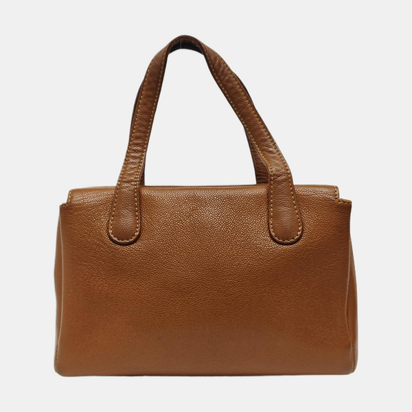 Grained Calfskin Shoulder Bag Brown