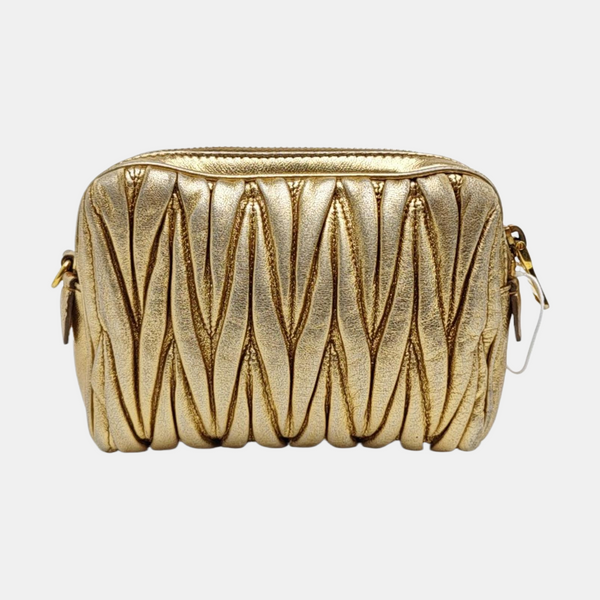 Quilted Lambskin Shoulder Bag Gold