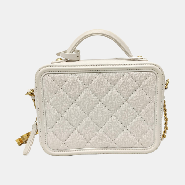FILIGREE Small Quilted Grained Calfskin White