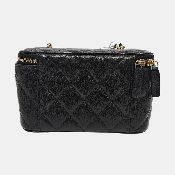 VANITY CASE Small Quilted Grained Calfskin Black