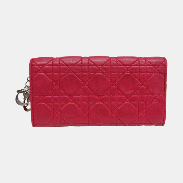 Lady Dior Small Cannage Lambskin Pink Wallet