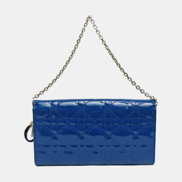 Lady Dior Small Cannage Patent Leather Blue