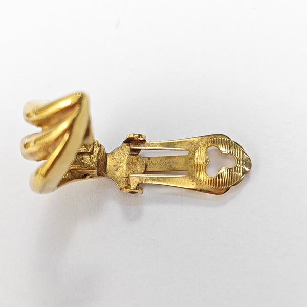 Twist Round Metal Gold Clip On Earrings