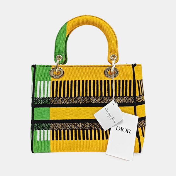 Authenticated pre-owned Lady D-Lite Medium Fabric Multicolor - Tote Bag at Looply
