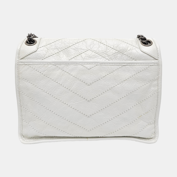 NIKI Medium Chevron Calfskin White