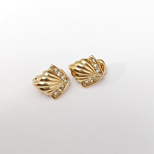 Twist Round Lab-Grown Diamond Gold Clip On Earrings