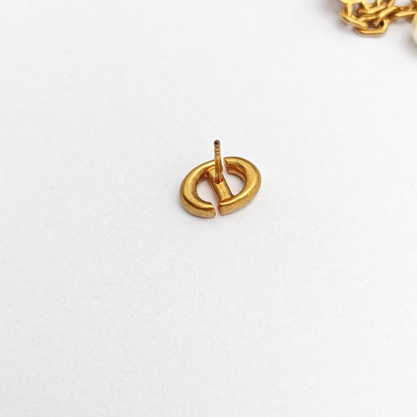 CD Navy Metal Gold Stud Earrings