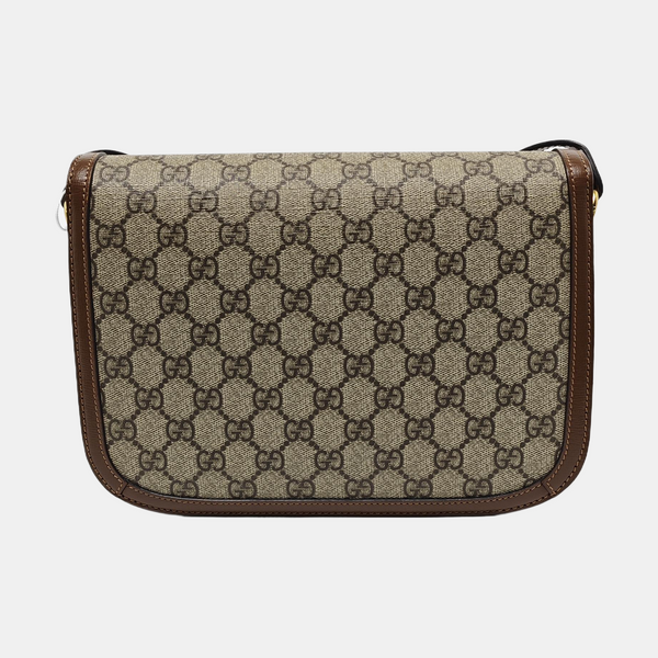 Horsebit 1955 Medium Monogram Coated Canvas Beige