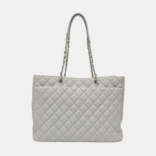 CLASSIC CC SHOPPING TOTE Large Quilted Calfskin Gray