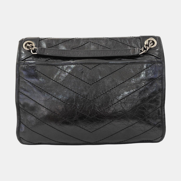 NIKI Medium Chevron Calfskin Black