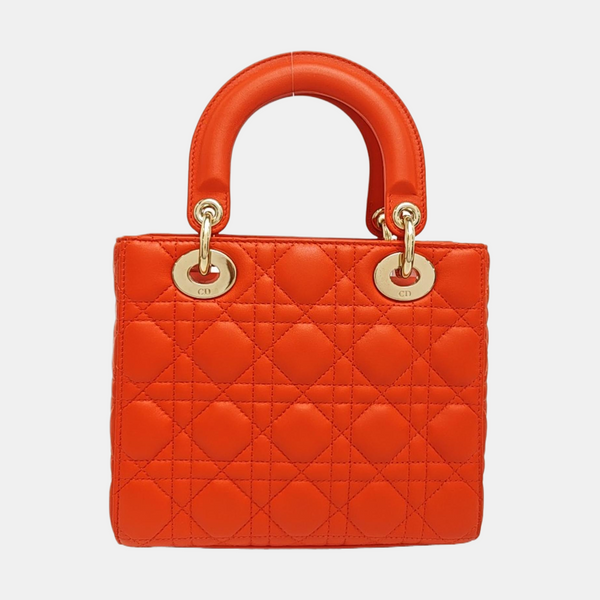 Lady Dior Small Cannage Lambskin Orange