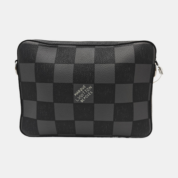 TRIO Damier Graphite Calfskin Gray