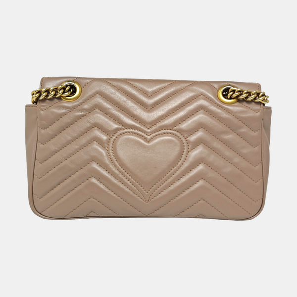 GG Marmont Medium Quilted Calfskin Beige