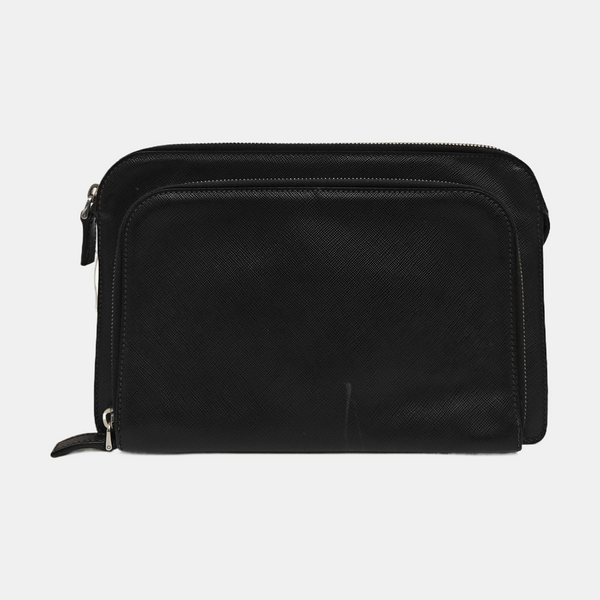 Saffiano Calfskin Clutch Black