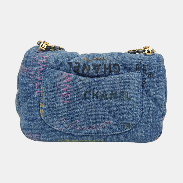 CLASSIC FLAP Mini Quilted Denim Blue