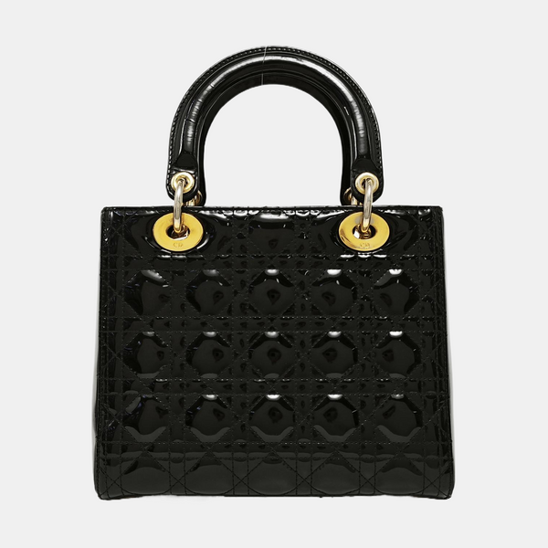 Lady Dior Medium Cannage Patent Leather Black