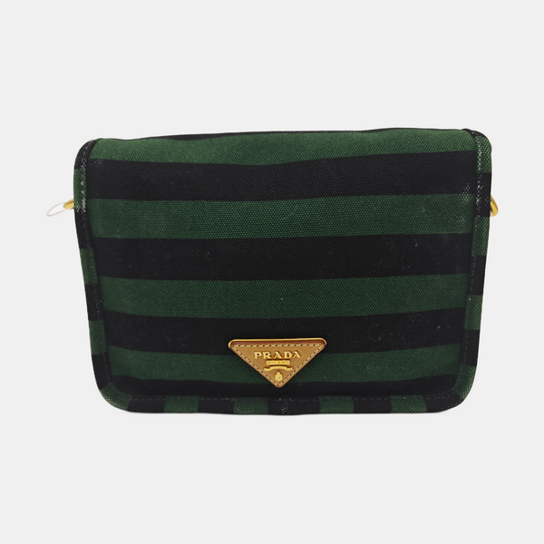 Quilted Canvas Shoulder Bag Green