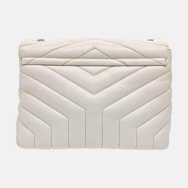 LOULOU Small Chevron Calfskin White