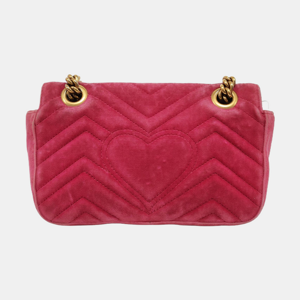 GG Marmont Small Quilted Velvet Red