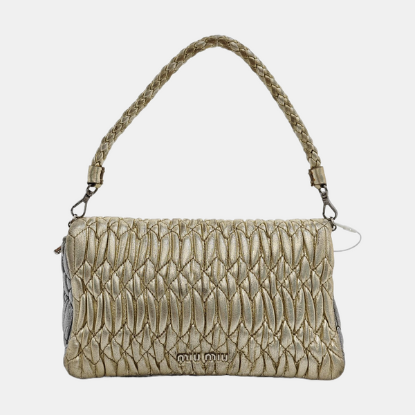 Quilted Lambskin Shoulder Bag Beige