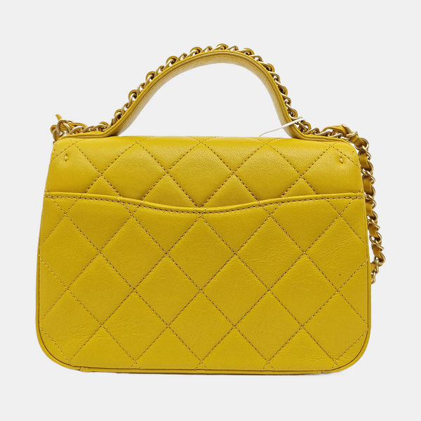 CHAIN INFINITY TOP HANDLE Quilted Lambskin Yellow