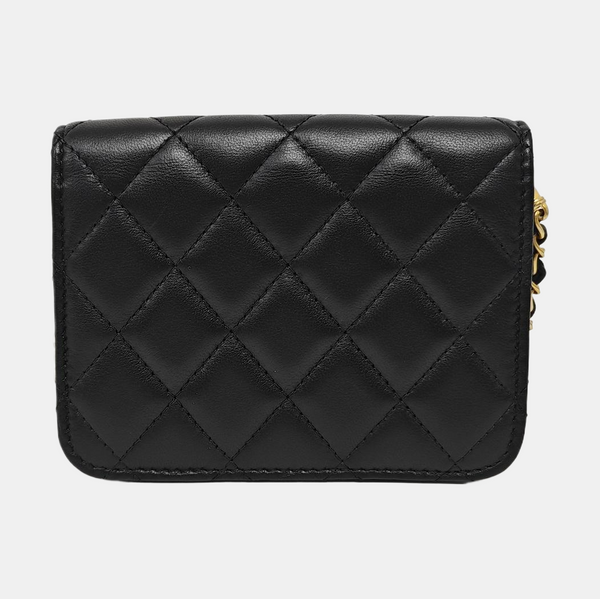 Quilted Lambskin Shoulder Bag Black