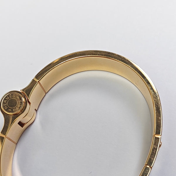 Enamel Hinged Bracelet Metal Gold Bangle