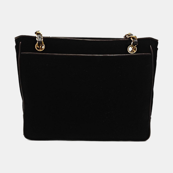 Quilted Fabric Shoulder Bag Black