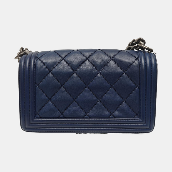 BOY CHANEL Medium Quilted Calfskin Blue