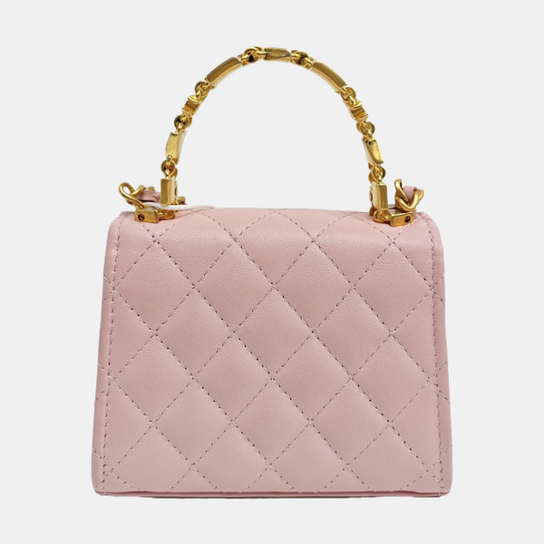 TWO TONE CHAIN HANDLE Quilted Lambskin Pink
