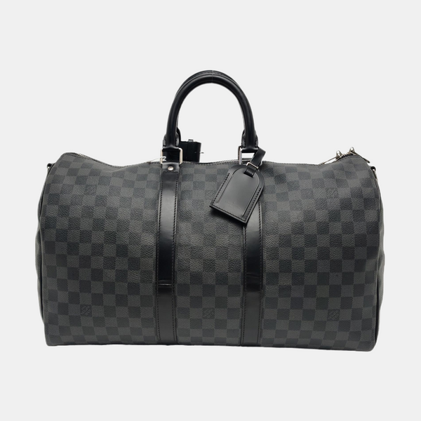 KEEPALL 45 Damier Graphite Coated Canvas Gray