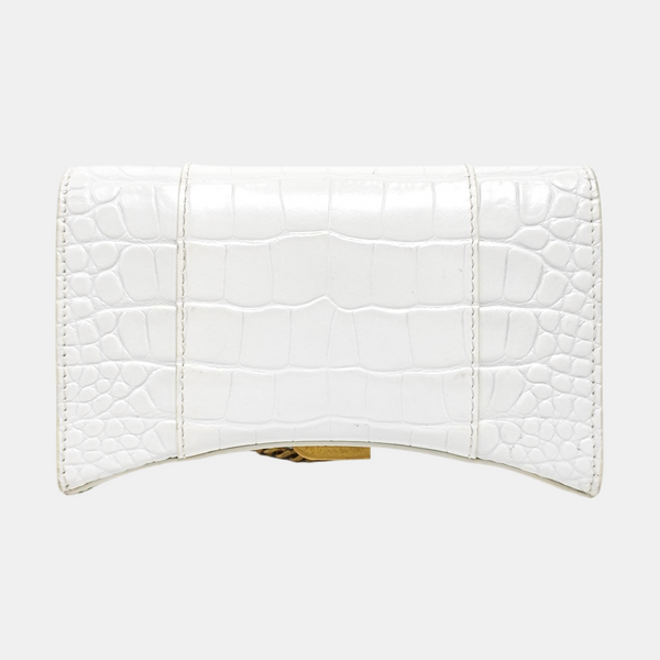 Hourglass Wallet On Chain Mini Calfskin White