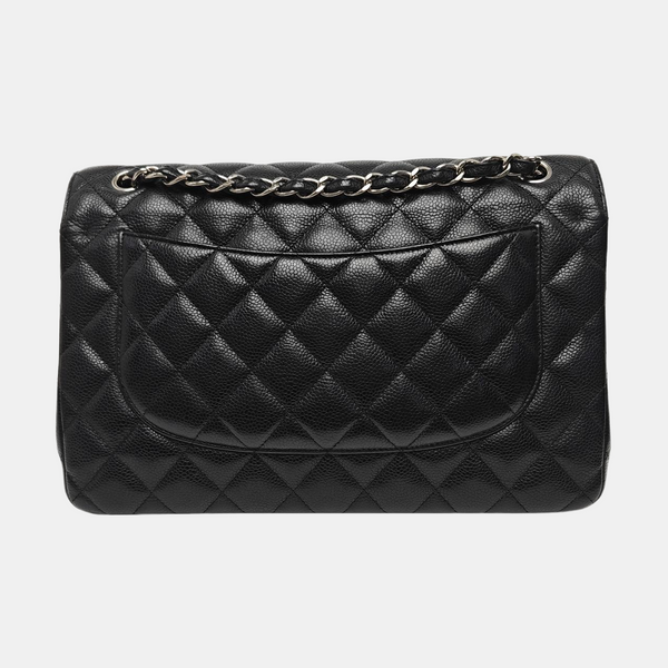 CLASSIC FLAP Jumbo Quilted Grained Calfskin Black