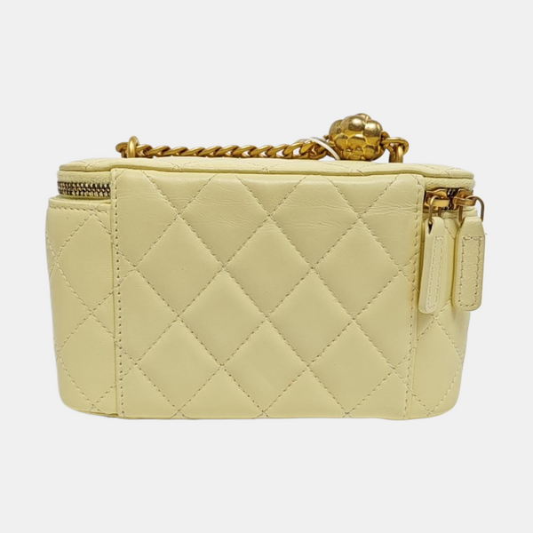 VANITY CASE Small Quilted Calfskin Yellow
