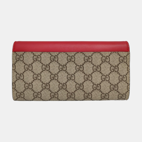 GG Supreme Monogram Calfskin Red Wallet