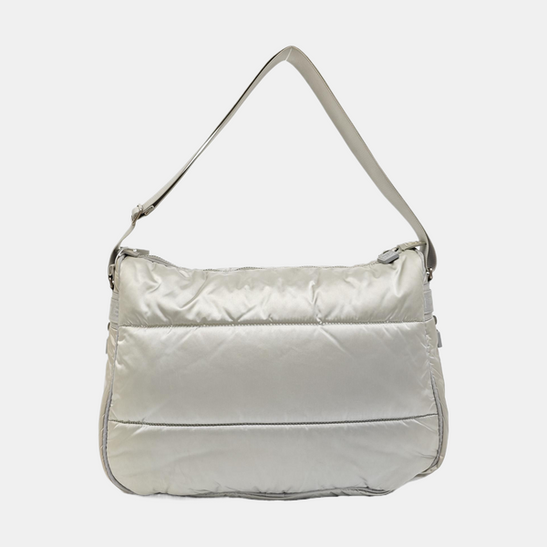 Quilted Nylon Shoulder Bag Gray