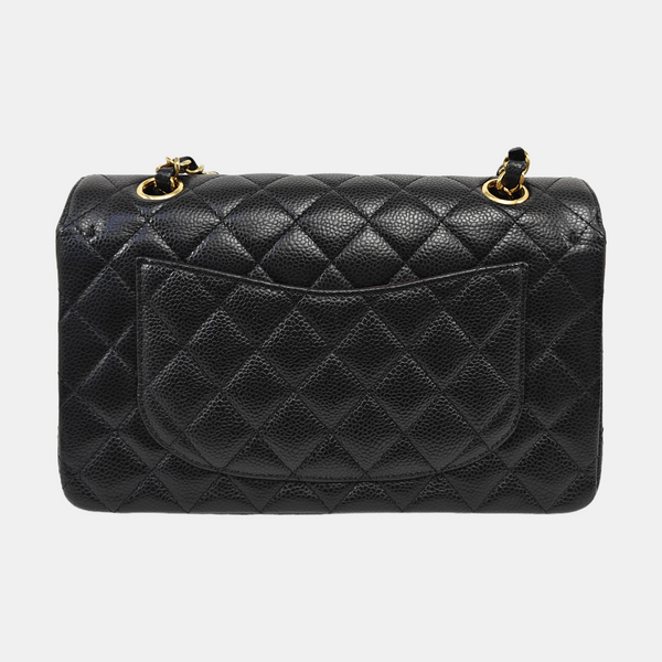 CLASSIC FLAP Small Quilted Grained Calfskin Black
