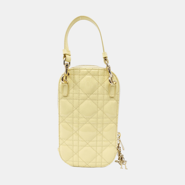 Lady Dior Mini Cannage Patent Leather Yellow