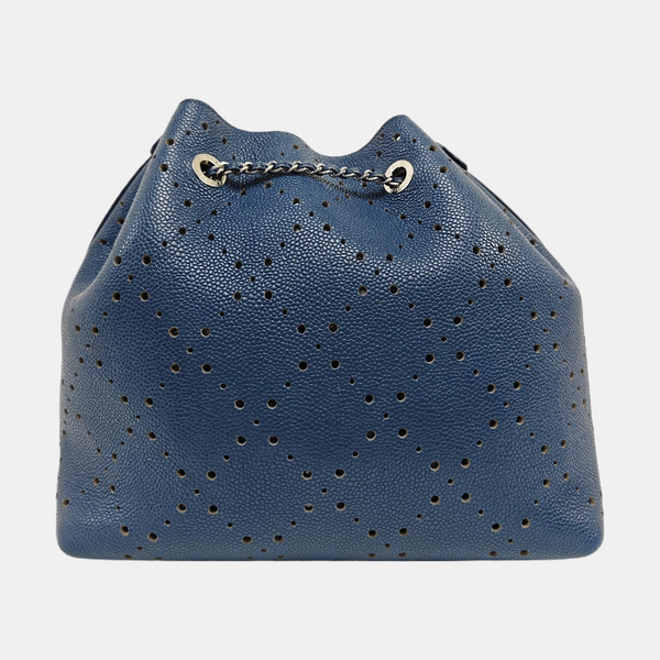 CC DRAWSTRING BUCKET Grained Calfskin Blue