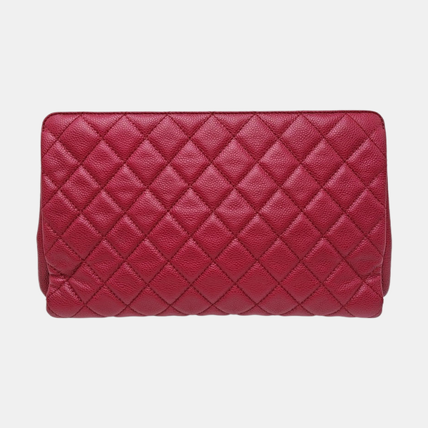 Quilted Leather Clutch Red